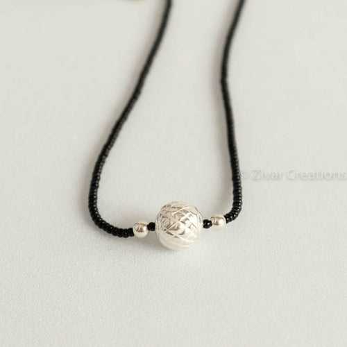 Small Pure Silver Bead Short Mangalsutra(Muhurta Mani)