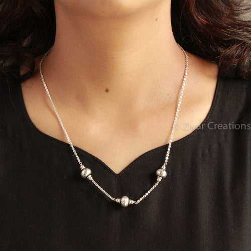 Pure Silver Beads Necklace