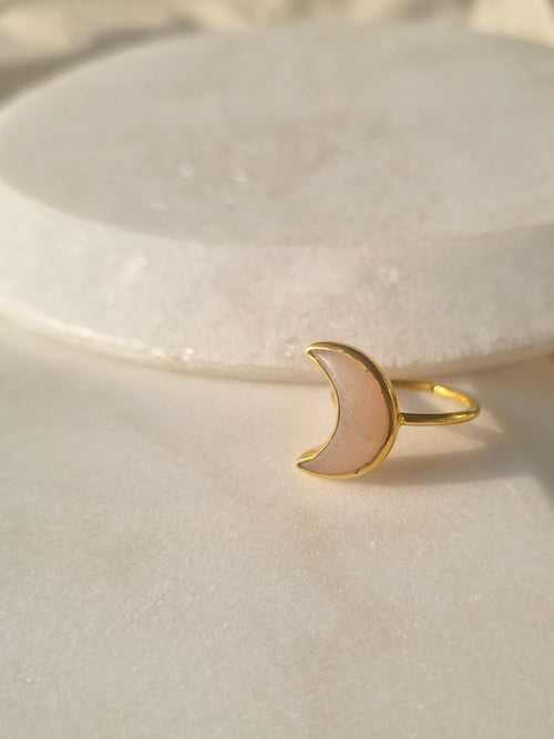 chandra - Peach Moonstone Luna Ring