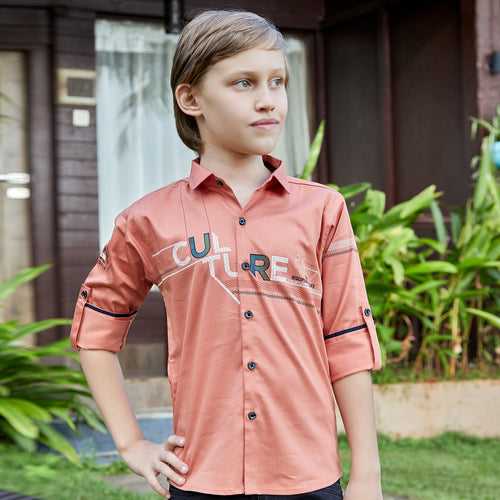 Classic Cotton Lycra Printed Shirt for Young boys