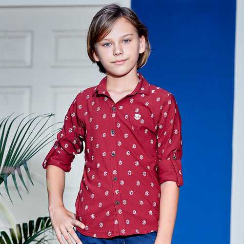 Stylish Digital Print Lycra Shirt For Young Boys