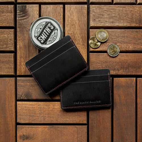 Leather Card Wallet - Carbon Black [Italian Vachetta]