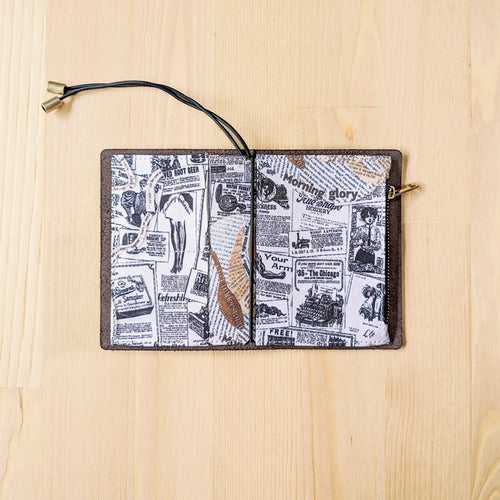 Vintage Newspaper Fabric Pocket Insert - Passport