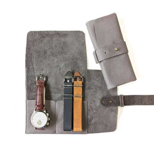 Leather Watch Roll - Small / Cloud Grey