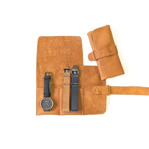 Leather Watch Roll - Small / Windsor Tan