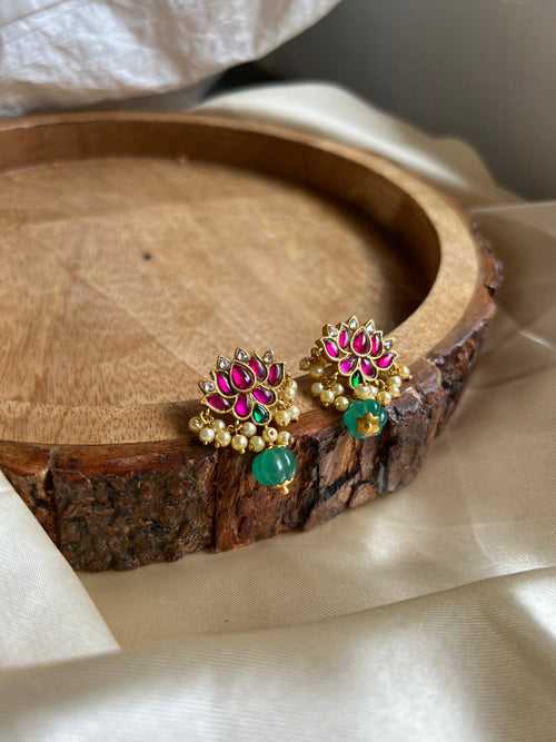 Kundan lotus studs -Small