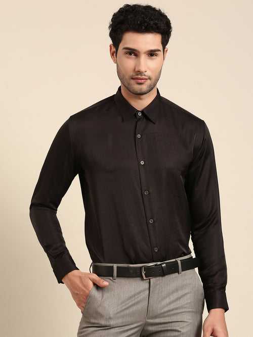 Classic Silk Cotton Black Shirt - MM0878