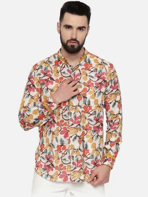 Linen Cotton Floral Print Shirt - MM0820