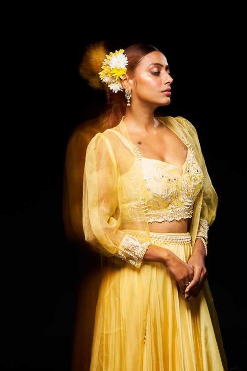 Shea lehenga set- buttercup