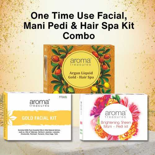 One Time Use Facial, Mani Pedi & Hair Spa Kit Combo