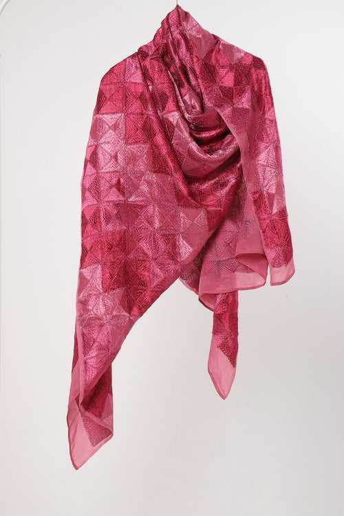 Mulberry Pink Crepe Phulkari Bagh Dupatta