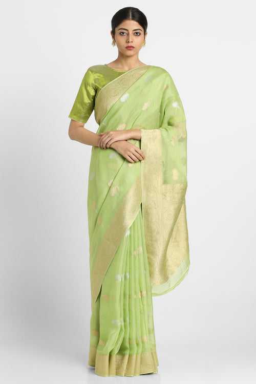 Green Kusum Georgette Banarasi Saree