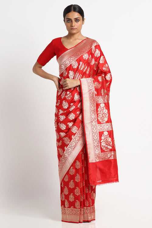 Scarlet Silk Banarasi Saree