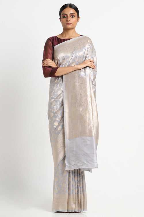 Grey Silk Banarasi Saree