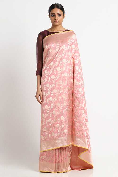 Light Pink Jaal Banarasi Saree