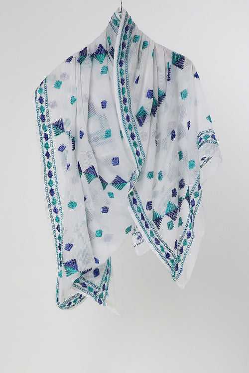 Blue Kota Cotton Urmi Phulkari Dupatta