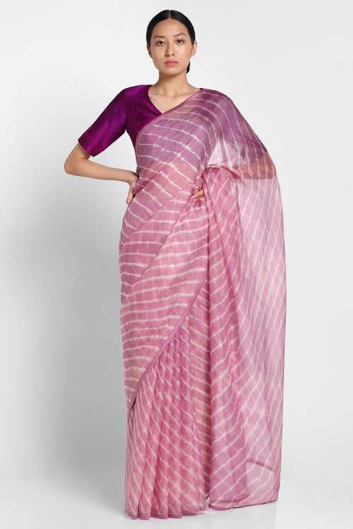 Lilac Kota Silk Leheriya Saree