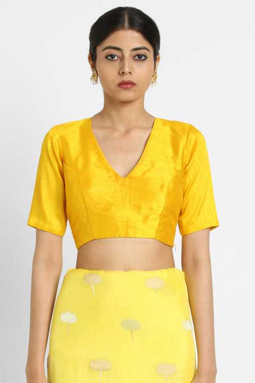 Yellow Raw Silk Samode Blouse