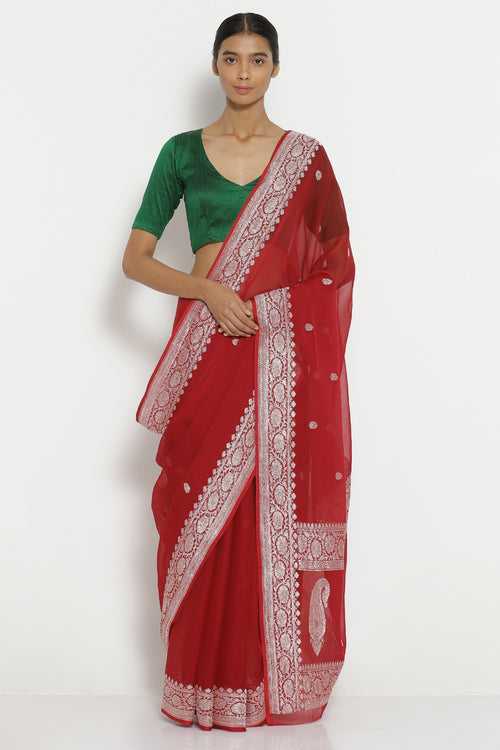 Maroon Georgette Banarasi Saree