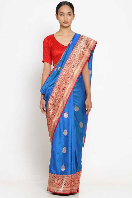 Cobalt Blue Silk Banarasi Varnam Saree