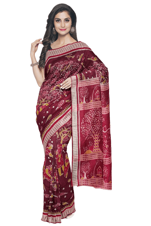 Collection Mahua Flower design sambalpuri silk saree with blouse piece