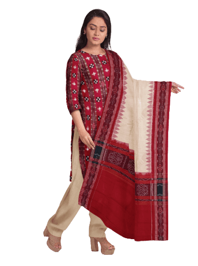 Pasapali and star design sambalpuri cotton dress material set