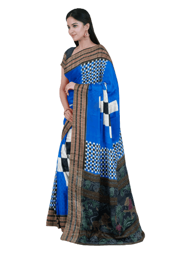 Check check and Pasapali design Sambalpuri cotton saree with blouse piece