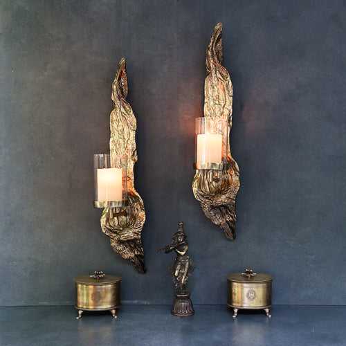 Gold Wall Candle Holder Pair