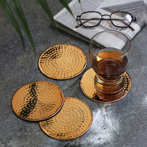 Hammered Copper Coasters - Set of 4