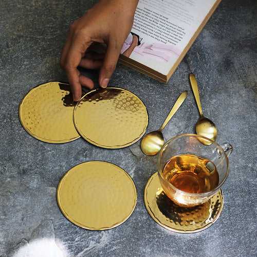 Hammered Gold Coasters - Set of 4