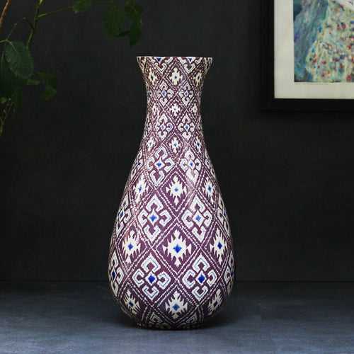 Glazed Ikat Ceramic Vase