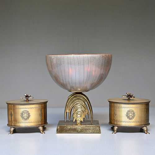 Silver Glass Decorative Bowl with Stand