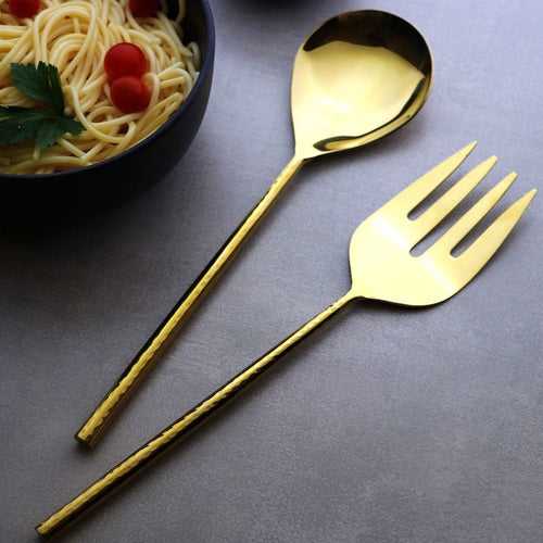 Gold Serving Spoon & Fork