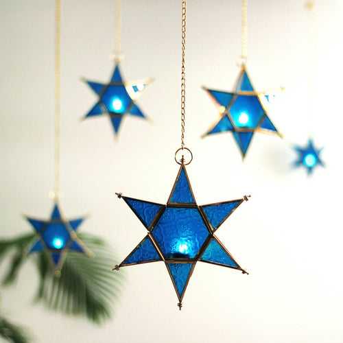 Blue Star Hanging Lantern