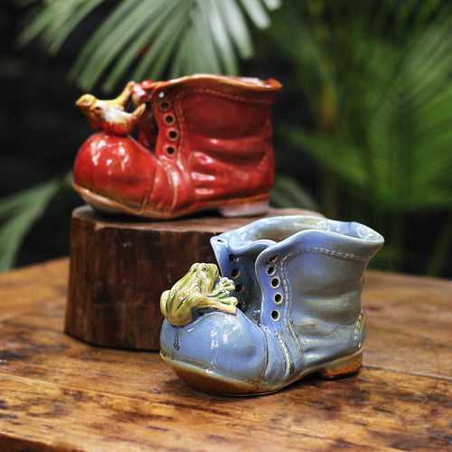 Ceramic Shoe - Red & Blue Pair