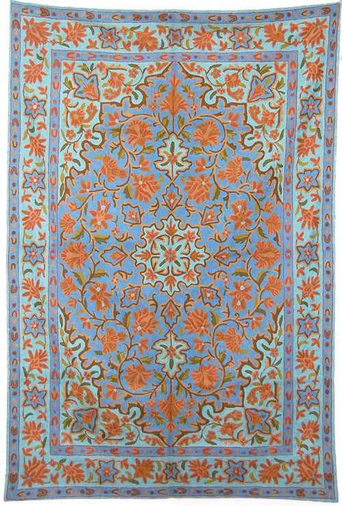 ChainStitch Tapestry Wall Hanging Area Rug, Multicolor Embroidery 6x4 feet #CWR24104