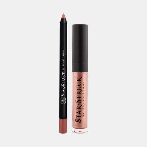 Champagne Sparkle - 2Pcs Lip Kit, Lip Gloss & Lipliner Kit - Shimmer Nude