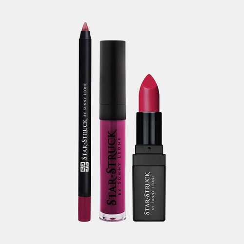Rooberry - 3Pcs Lip Kit, Lip Gloss, Lipstick & Lipliner Kit - Berry Pink