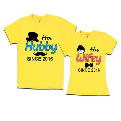 Her Hubby His Wifey since 2016 t shirts for couples