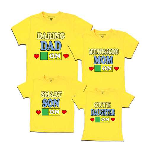 DARING DAD MULTITASKING MOM SMART SON CUTE DAUGHTER ON FAMILY T SHIRTS