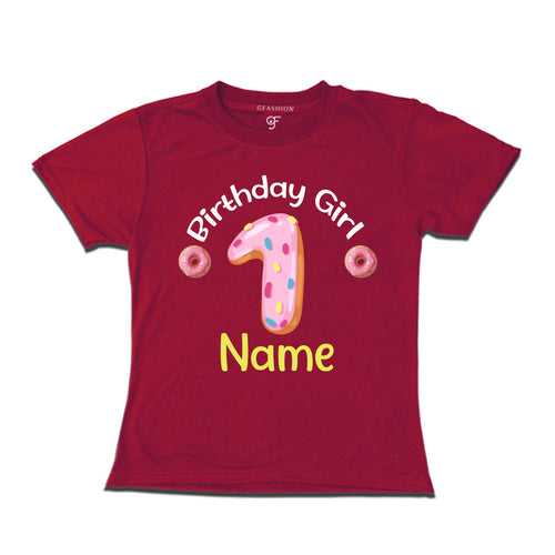 Donut Birthday girl t shirts with name customized for 1st birthday