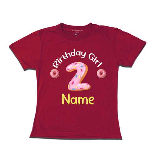 Donut Birthday girl t shirts with name customized for 2nd birthday