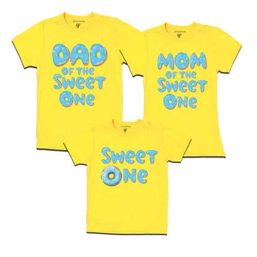 Family T-shirts For Birthday  for sweet one's dad and mom with donut theme