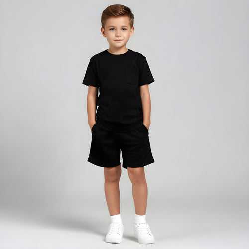 Boys black co-ord set tshirts and shorts