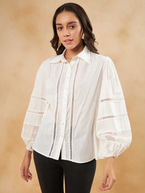 White Lace Detail Shirt