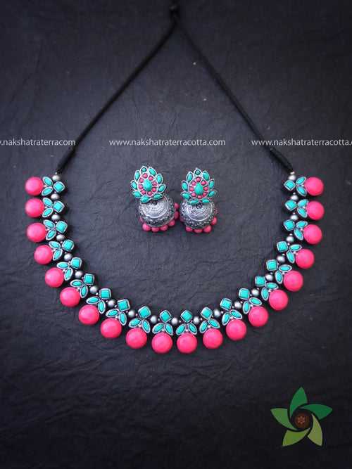 Candy colour terracotta jewellery set