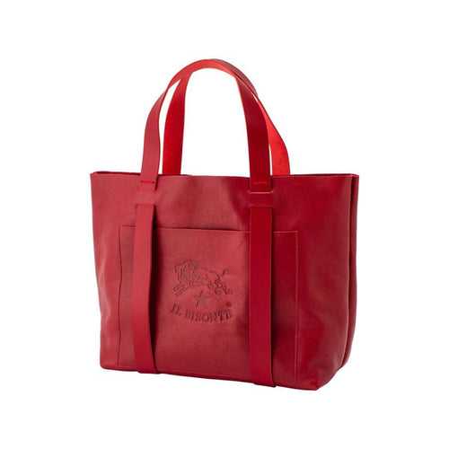 IL BISONTE  WOMEN'S TOTE HANDBAG IN RED COWHIDE LEATHER