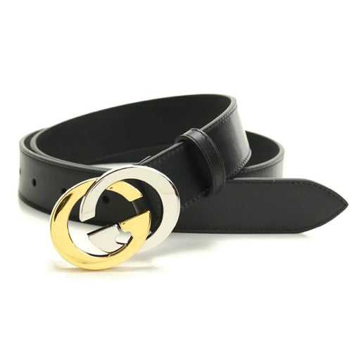 GUCCI GG BLACK BELT WITH INTERLOCKING G BUCKLE