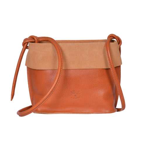 IL BISONTE LANDSCAPE WOMEN'S CROSSBODY BAG  IN CARAMEL COWHIDE LEATHER