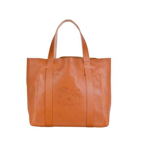 NEW IL BISONTE CARAMEL LEATHER TOTE
